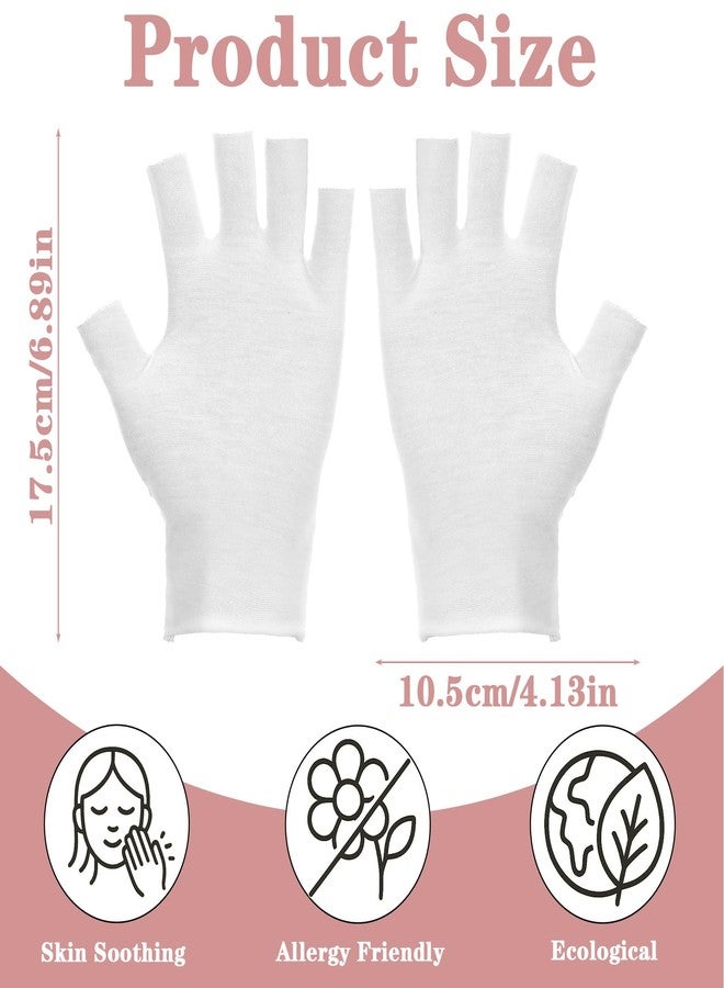 Nogeqi 4 Pairs White Thin Cotton Gloves Fingerless Design Overnight Moisturizing Gloves for Dry Hands Sleeping, White Cotton Glove for Eczema, Touchscreen-Friendly, One Size - Image 5